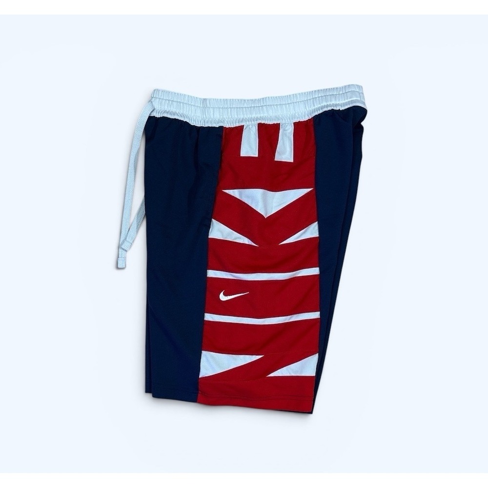 Nike Basketball Shorts Mens MEDIUM Blue Red White Dri Fit Flex Drawstring Pocket
